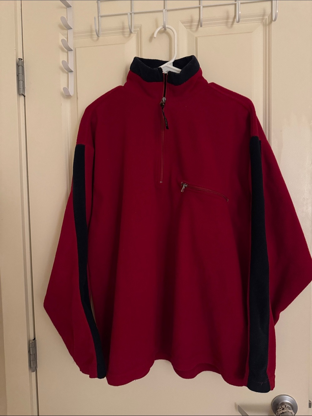 Men's Red Half-Zip Pullover with Black Trim